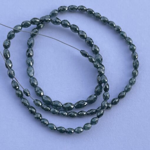 Shop 4mm 6mm Natural Dark Green Diamond Faceted Oval Barrel Beads Strand