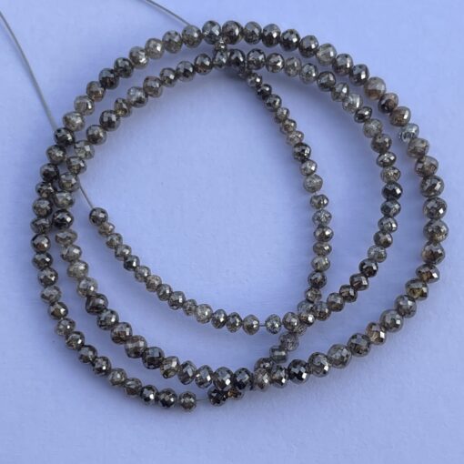 4mm Natural Champagne Diamond Faceted Rondelle Beads Strand