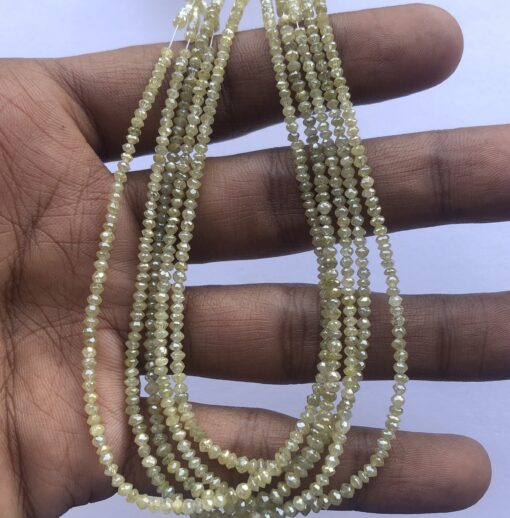 Shop 2mm 3mm Natural Light Yellow Diamond Faceted Rondelle Beads Strand