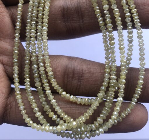 Shop 2mm 3mm Natural Light Yellow Diamond Faceted Rondelle Beads Strand