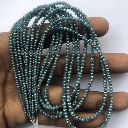 4mm Natural Blue Diamond Faceted Rondelle Beads Strand