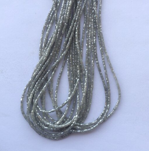 Shop 2mm 4mm Natural Gray Diamond Faceted Pipe Shape Beads Strand