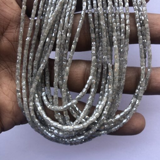 Shop 2mm 4mm Natural Gray Diamond Faceted Pipe Shape Beads Strand