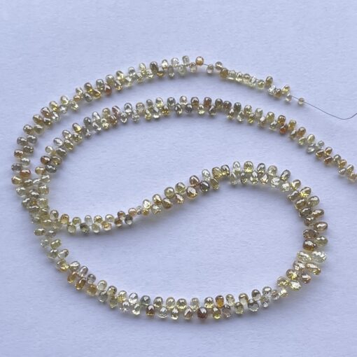 Shop 4mm 6mm Natural Fancy Color Diamond Faceted Drops Briolette Beads Strand