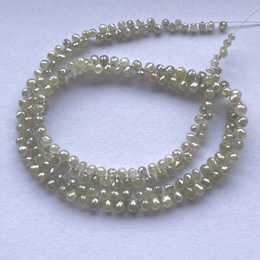 6mm Natural White Gray Milky Color Diamond Faceted Drops Briolette Beads Strand