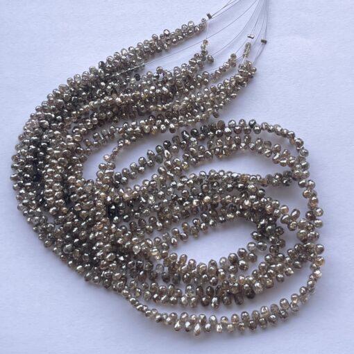 Shop 3mm 5mm Natural Brown Champagne Color Diamond Faceted Drops Briolette Beads Strand