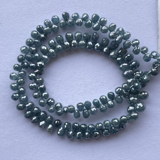 Shop 4mm 6mm Natural Blue Color Diamond Faceted Drops Briolette Beads Strand