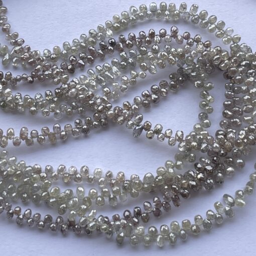 Shop 3mm 5mm Natural White Yellow Champagne Color Diamond Faceted Drops Briolette Beads Strand