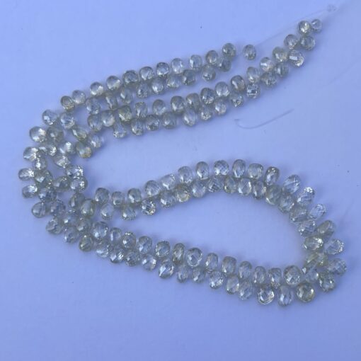 Shop 4mm 6mm Natural White Color Diamond Faceted Drops Briolette Beads Strand