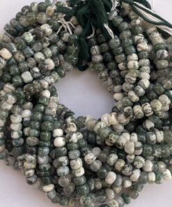 Shop 6mm 8mm Natural Moss Tree Agate Smooth Rondelle Beads