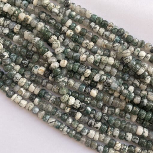 6mm 8mm Natural Moss Tree Agate Stone Smooth Rondelle Beads Strand