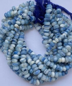 Shop 6mm 8mm Light Banded Blue Onyx Smooth Rondelle Beads