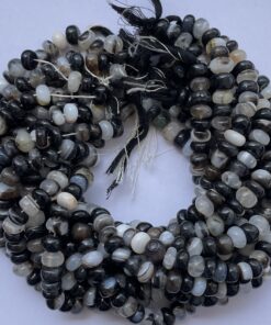 Shop 6mm 8mm Banded Black Onyx Smooth Rondelle Beads