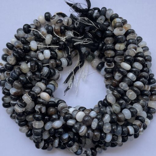 Shop 6mm 8mm Banded Black Onyx Smooth Rondelle Beads