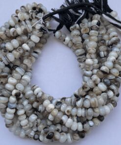 Shop 6mm 8mm Banded White Onyx Smooth Rondelle Beads