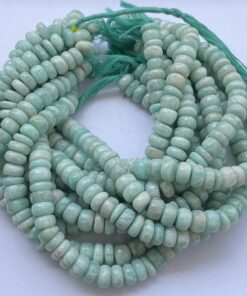 Shop 6mm 8mm Natural Amazonite Smooth Rondelle Beads