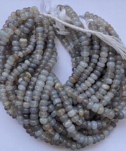 Shop 6mm 8mm Natural Grey Agate Smooth Rondelle Beads