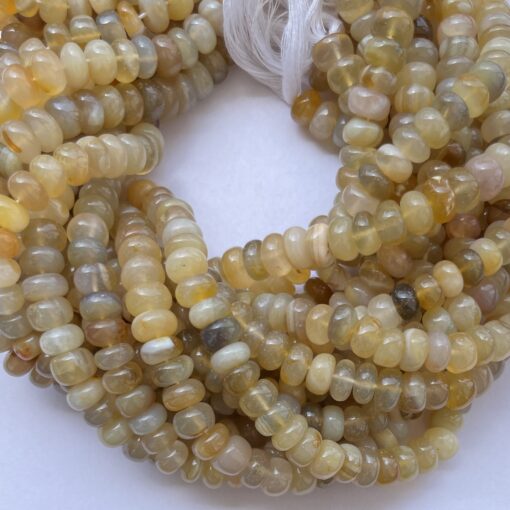 Shop 6mm 8mm Natural Yellow Agate Smooth Rondelle Beads