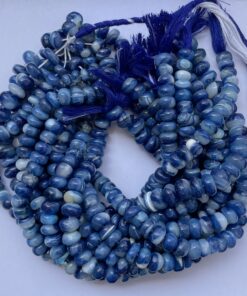 Shop 6mm 8mm Dark Banded Blue Onyx Smooth Rondelle Beads