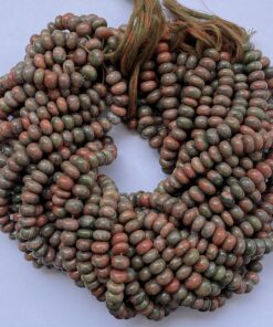 Shop 6mm 8mm Natural Unakite Smooth Rondelle Bead Strand