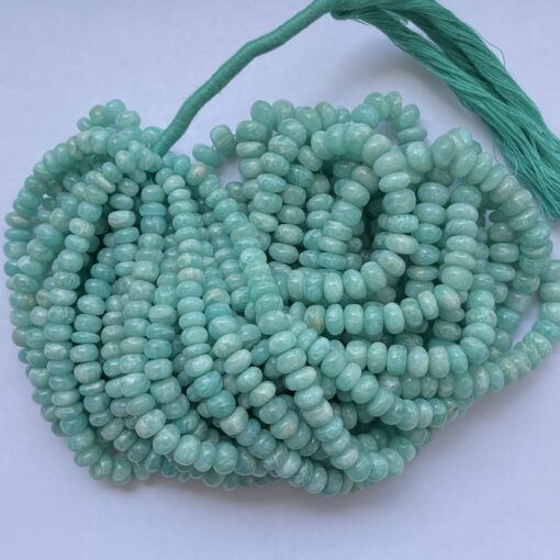 Shop 6mm 8mm Natural Amazonite Stone Smooth Rondelle Beads