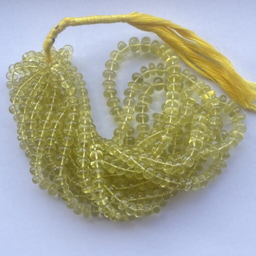 Shop 6mm 8mm Natural Lemon Quartz Smooth Rondelle Beads