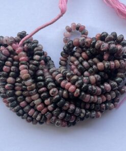 Shop 6mm 8mm Natural Rhodonite Smooth Rondelle Beads