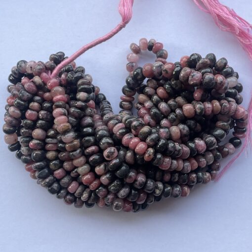 Shop 6mm 8mm Natural Rhodonite Smooth Rondelle Beads