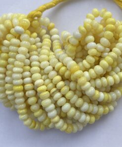 Shop 6mm 8mm Lemon Yellow Opal Smooth Rondelle Beads