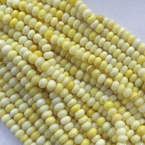 Shop 6mm 8mm Lemon Yellow Opal Smooth Rondelle Beads