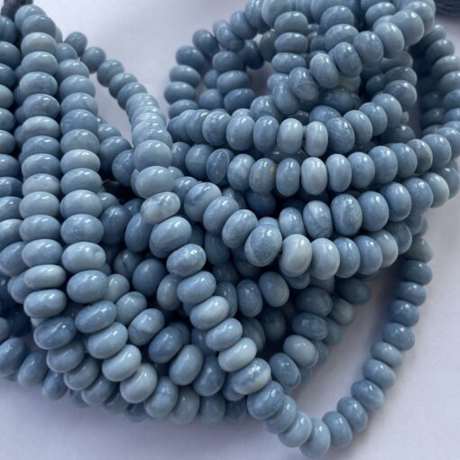 Shop 6mm 8mm Natural Pigeon Blue Opal Smooth Rondelle Beads