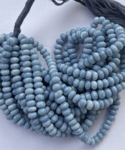 Shop 6mm 8mm Natural Pigeon Blue Opal Smooth Rondelle Beads