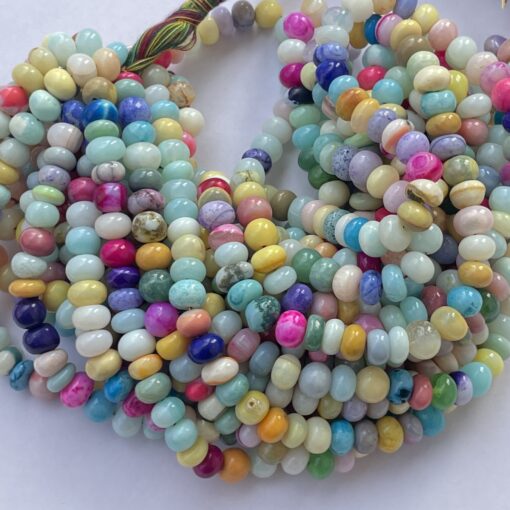 Shop 6mm 8mm Natural Dyed Disco Opal Smooth Rondelle Beads