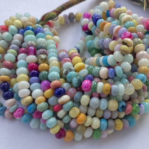 Shop 6mm 8mm Natural Dyed Disco Opal Smooth Rondelle Beads