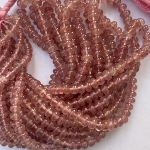 Shop 6mm 8mm Strawberry Quartz Smooth Rondelle Beads