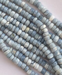 Shop 6mm 8mm Natural Blue Opal Smooth Rondelle Beads Strand
