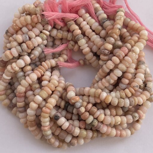 Shop 6mm 8mm Natural Peruvian Pink Opal Smooth Rondelle Beads