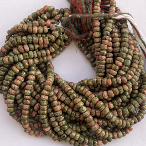 Shop 6mm 8mm Natural Unakite Smooth Rondelle Beads Strand