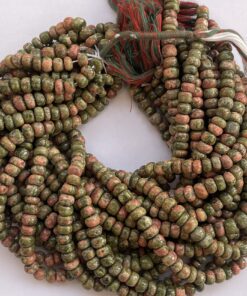Shop 6mm 8mm Natural Unakite Smooth Rondelle Beads Strand