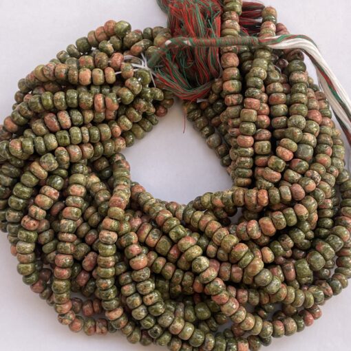 Shop 6mm 8mm Natural Unakite Smooth Rondelle Beads Strand