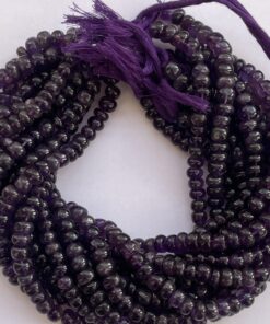 Natural African Amethyst Stone Smooth Rondelle Beads Strand