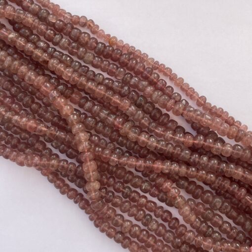 Shop 6mm 8mm Strawberry Quartz Stone Smooth Rondelle Beads