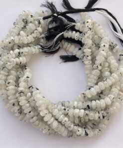 Shop 6mm 8mm Dotted Moonstone Smooth Rondelle Beads