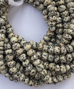 Shop 6mm 8mm Natural Dalmatian Jasper Smooth Rondelle Beads