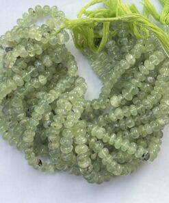 Shop 6mm 8mm Natural Prehnite Smooth Rondelle Beads Strand