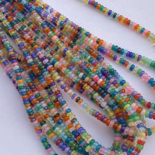 Shop 3mm 4mm Disco Ethiopian Opal Smooth Rondelle Beads